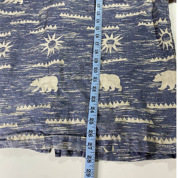 True Grit Celestial Bear Linen Short Sleeve Shirt Men's L Button - Picture 6 of 8